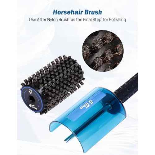 JOYTUTUS Ski Roto Brush Kit with Quick-Change Axle - 100mm Wide 3-Pack Professional Brushes (Brass, Horse Hair, Nylon) for Ski & Snowboard Waxing