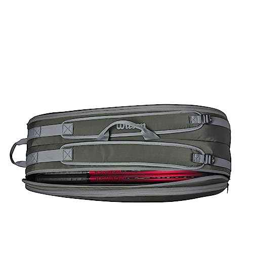 WILSON Tour Tennis Racket Bag - Dark Green and Stone Grey
