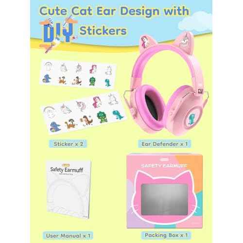 Ear Muffs for Noise Reduction: 32dB SNR Noise Cancelling Headphones for Kids, Adjustable Kids Ear Hearing Protection for Autism Sensory, Firewokrs, Concert w/Fun Stickers, Gifts for Daughter