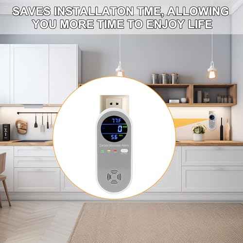 2 Packs Carbon Monoxide Detectors, Plug in Carbon Monoxide Alarm, 3-in-1 Real-time Digital Display Fahrenheit(¡ÆF) & Humidity, Co Detector Monitor for Home,RV,Apartment