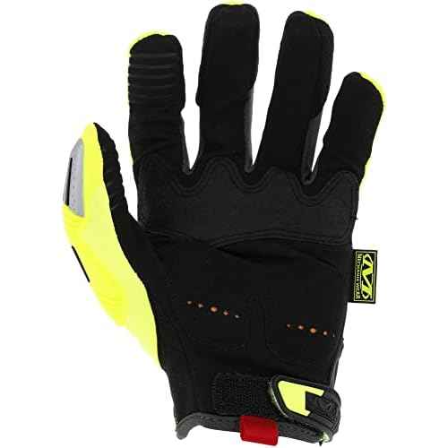 Mechanix Wear Size 10 Hi-Viz Yellow M-Pact Synthetic Leather And TrekDry Full Finger Anti-Vibration Gloves With Hook And Loop Cuff, Large (SMP-91-010)