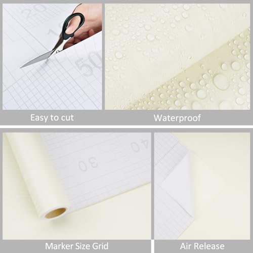 WESTICK Cream White Wood Contact Paper Self Adhesive White Wood Grain Wallpaper Peel and Stick Countertops Waterproof Beige Wooden Vinyl Wrap for Kitchen Island Tables Cabinets Drawers 15.8" x 80"