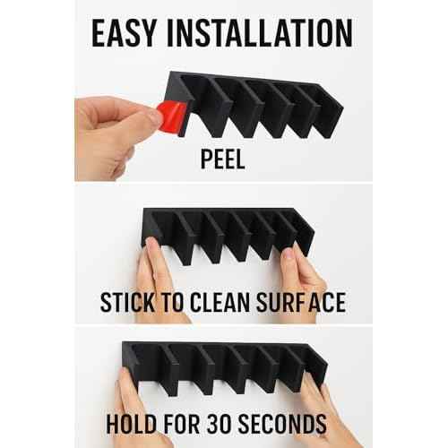 ? 3D Printed Wall Mount Hockey Stick Holder with Clip-in Hold System | Heavy-Duty No-Drill Adhesive Mount | Fits 7 Sticks (Senior, Intermediate, Junior, Youth) | USA-Made