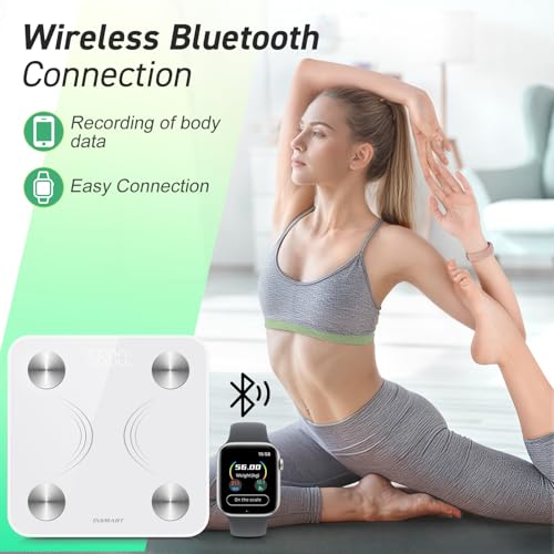 INSMART Smart Scale for Body Weight,Accurate Digital Weight Scale and Fat Percentage,Bluetooth Body Fat Scale with BMI Muscle Mass,16 Body Composition,Health Monitor Analyzer with APP Sync