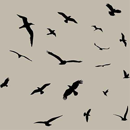 VWAQ Bird Stickers Wall Decals Sticker Decorative Nature Flying Black Birds Flock Wall D?cor Nursery Mirror Peel and Stick Removable
