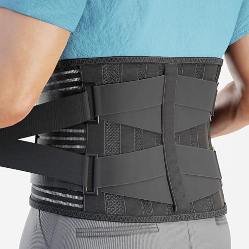 Modvel Back Brace for Lower Back Pain Women and Men â Lumbar Support Belt for Sciatica, Herniated Disc, Muscle Strain â Adjustable Breathable Work Brace with 6 Stays â Support for Postureâ Size Plus