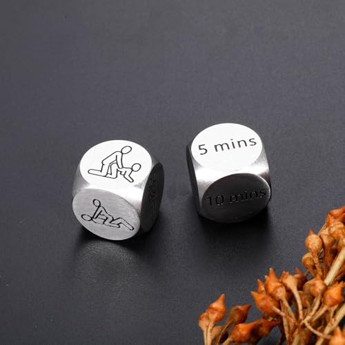 Funny Anniversary Steel Gifts Date Night Dice for Boyfriend Girlfriend Couples Anniversary Wedding Gift for Husband Wife Honeymoon Gift Engagement Gift for Him Her Steel Decision Dice 2PCS