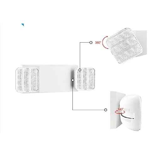 1 Pack LED Emergency Lighting Fixture with 2 LED Heads-Hardwired Adjustable White Commercial Emergency Lights with Battery Backup for Power Failure