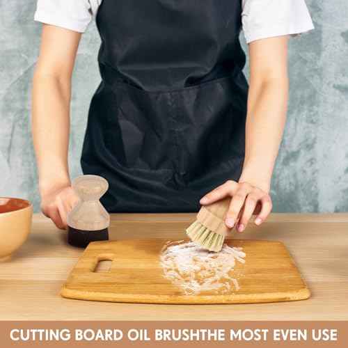 2 Pcs Cutting Board Oil Applicator Set Bamboo Wax Applicator with Sisal Fiber and Sponge for Mineral Oil Board, Wooden Worktops, Butcher Blocks, Utensil Care(Classic)
