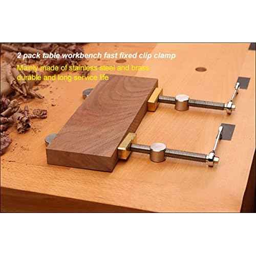 2PCS 3/4 Inch Bench Dog Clamps, Woodworking Clamps with 4 Bench Dogs, CNC Precision Machining Bench Dog with 2 Ratchet Wrenches, Low Profile Design and Easy to Use for Woodworking Silver