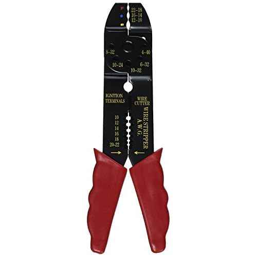 Edward Tools Electrical Wire Crimper and Stripper - Crimps and strips wire 10-22 AWG - Carbon Steel - Crimps Insulated and non insulated - Crimps 1.25mm to 6mm ignition terminals