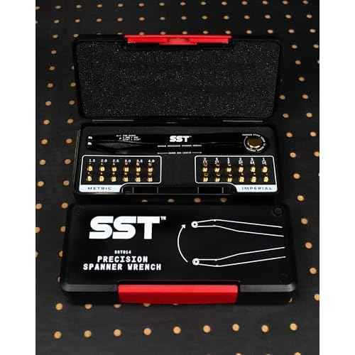 SST¢ç - Precision Spanner Wrench ? For Obscure Hardware & Fasteners ? Includes 12 Metric & Imperial Steel Pin Sizes ? Adjustable Tension ? 160mm Arm ? 180¡Æ Movement ? With Storage Case