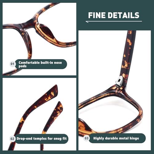 WOWSUN Unisex Stylish Nerd Non-prescription Glasses, Clear Lens Eyeglasses Frames, Fake Glasses