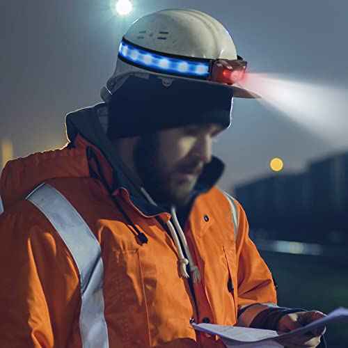 USB Rechargeable LED Hard Hat Light, Lightweight Helmet Light Color Changeable, 17 Ligh Modes Compatible with Industrial or Construction Hard Hat/Helmet for Safety Purpose - Multicolor