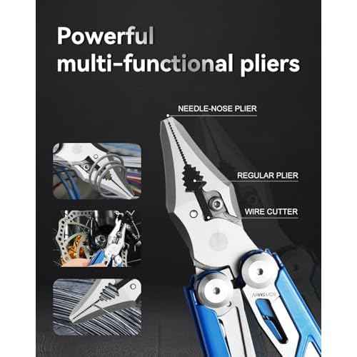 MINI Multitool Pliers,14-In-1 Survival Gear For Outdoor,Home,And Auto RepairBirthday Christmas Gifts For Men Boyfriend Dad Husband(Blue)