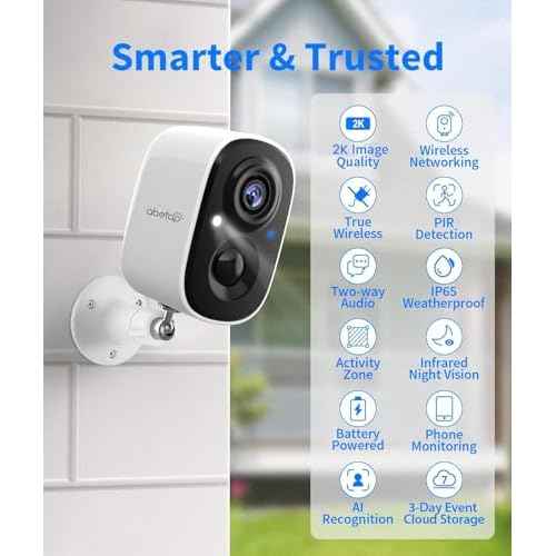 2K Wireless Security Cameras - Outdoor WiFi Security Cameras Color Night Vision, AI/PIR Detection, 2-Way Talk, Cloud/SD, Weatherproof, Battery Powered Outdoor Cameras(White-1Pack)