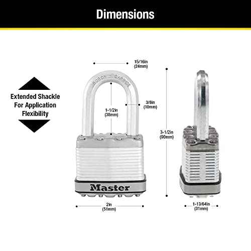 Master Lock M5XTLF Magnum Heavy Duty Outdoor Padlock with Key, 2 Pack Keyed-Alike Silver