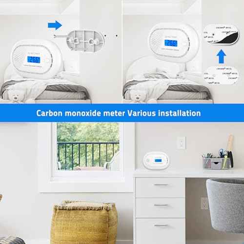 Carbon Monoxide Detectors with 10-Year Battery, Digital LCD Display, LED Flashing Signal Lights Portable CO Monitor Alarm for Travel, RV, Home, and Depot (1 Pack)