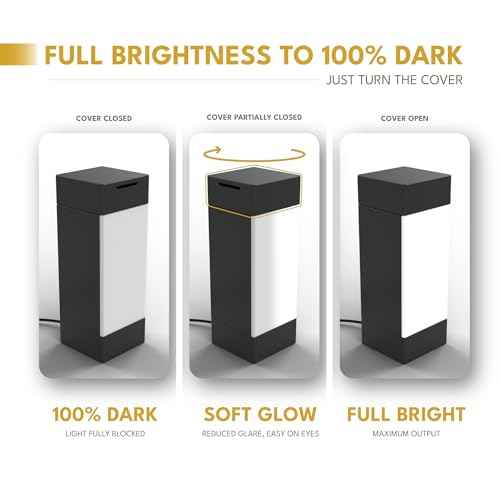 Square Shabbos Lamp ? Elegant Black Finish | Sabbath Lamp with Blackout Hood | UL Approved, Kosher, 15W LED Bulb Included