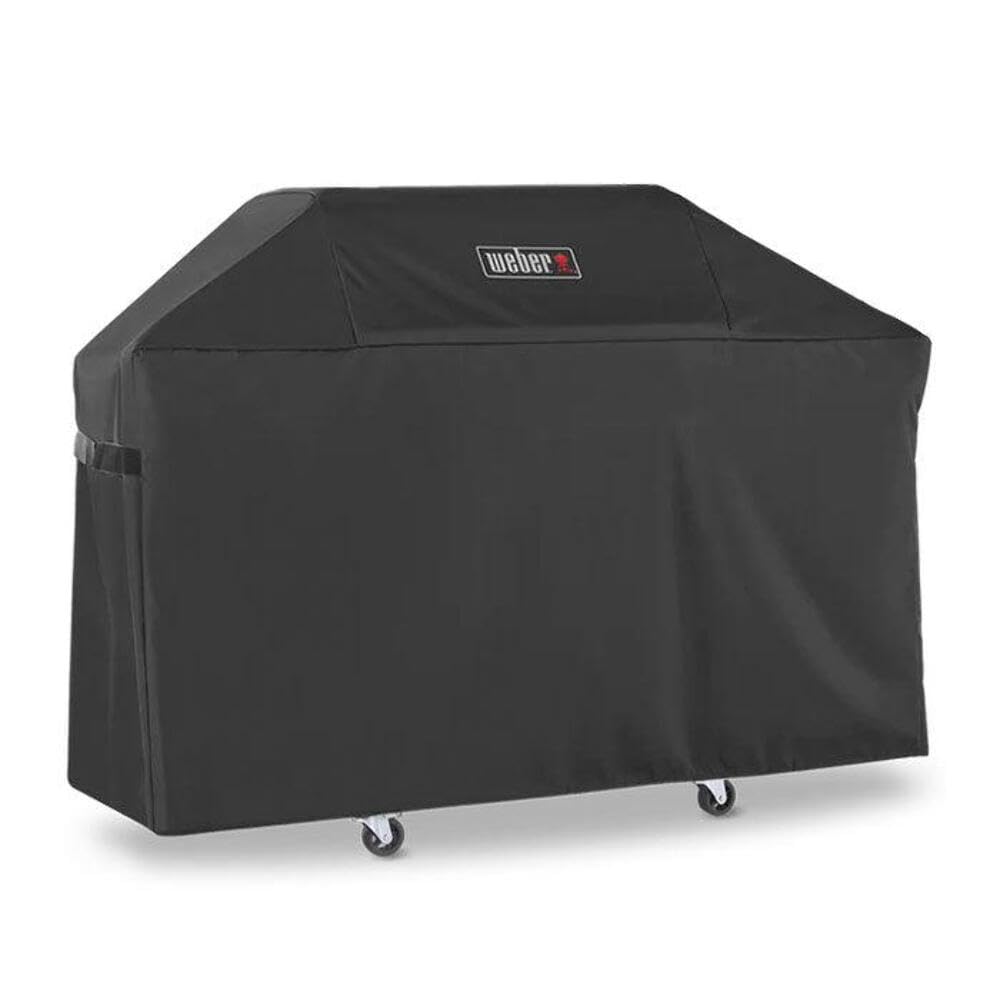 Weber Premium Outdoor Grill Cover â WaterâResistant WeatherâProtective Grill Cover for Genesis 300 Series (3 Burners) Gas Grills, Durable Black Fabric with Secure Fastening Straps
