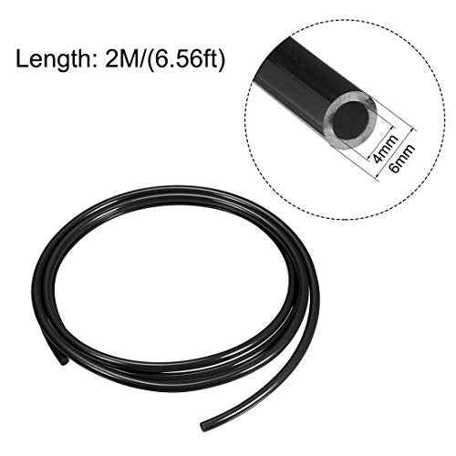 uxcell Pneumatic Air Tubing, 6mm(0.24") OD x 4mm(0.16") ID 2m(6.56ft) PU Polyurethane Air Compressor Tubing Hose Pipe Black