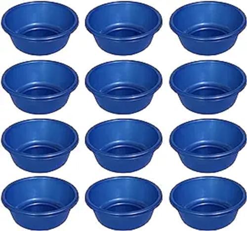 YBM HOME Round Plastic Wash Basin 1151, 13 inch Holds like 3 Gallons (12, Pearl Blue)