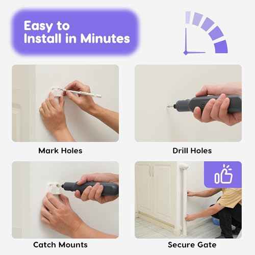 Retractable Baby Gate, Baby Gate for Stairs Auto-Lock, Dog Gates for Doorways Safety, Extends to 34.5x55in, White
