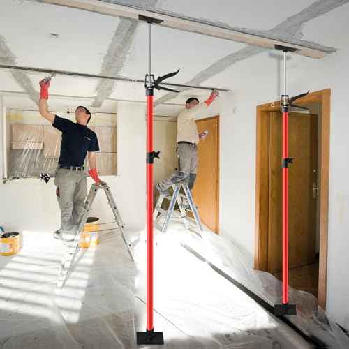 Cabinet Jack for Installing Cabinet£¬Adjustable 3rd Hand Support Pole Extend from 45 to 114 inches,Premium Steel Cabinet Lift Jack Support up to 154 lbs£¬2 Pack with Storage Bag (Red-Orange)