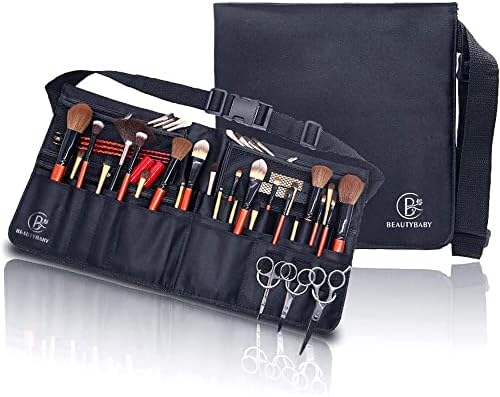 Beautybaby Artist Professional Makeup Brush Waist Bag Cosmetic Portable Multi Pockets Bag with Belt Strap Black