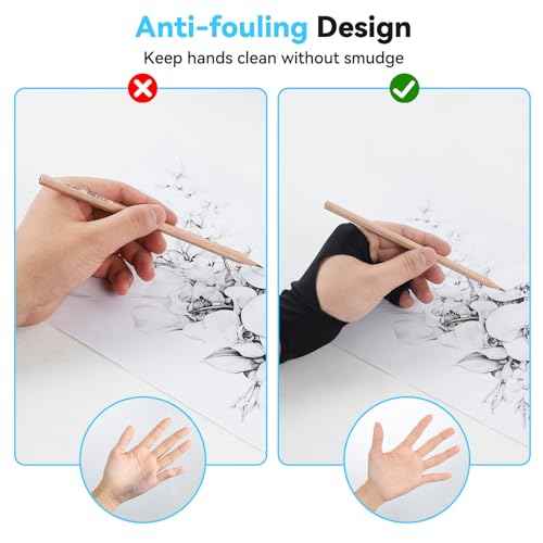 OTraki 4 Pack Drawing Glove Two-Finger Artist Glove for Tablet iPad Sketching Graphic Painting Smudge Guard for Left and Right Hand Black M 3.03x8.07 inch
