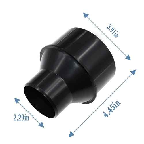 4 Inch Hose to 2-1/2 Inch Dust Collection Hose Cone Reducer Attachment for Dust Collection on Power Tool and Vacuum, Dust Collection Reducer Fitting with 2 Stainless Steel Hose Clamps