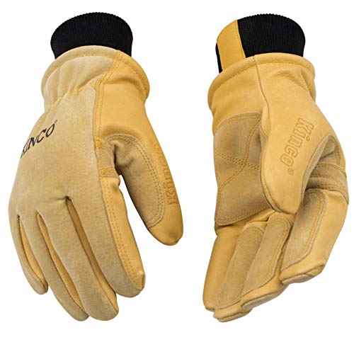 Kinco Lined Heavy Duty Premium Grain & Suede Pigskin Driver with Knit Wrist