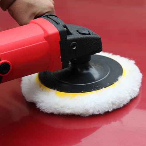 2Pcs 5" Wool Polishing Pads,Soft Wool Sheepskin Polishing Buffing Pad Wheels for Car Furniture Glass Flocking Hook & Loop Back for Random Orbital Sander