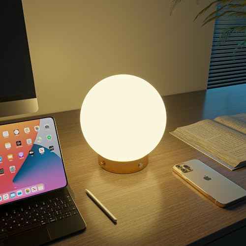 Battery Operated Wall Sconces Set of 2, Gold Wireless Globe Wall Lights with Remote Control Warm/Natural/Daylight/RGB 15 Colors Dimmable Rechargeable Wall Lamps Retro for Bedroom Living Room Hallway