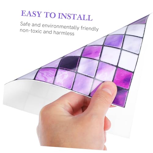 DOITOOL 10pcs Simulated Tile Stickers Decor Adhesive Stickers Paper Peel and Stick Peel and Stick Backsplash Waterproof Stickers Mosaic Tile Decal Purple 3D Baroque PVC Morocco
