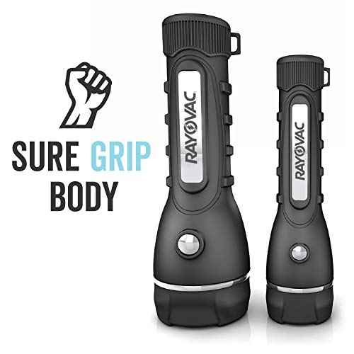 Rayovac LED Flashlight 3 Pack, Rubber Grip Flash Light Set with Batteries Included - Perfect for Power Outages, Emergency Situations, Camping, Hiking, Dog Walking (3 Pack)