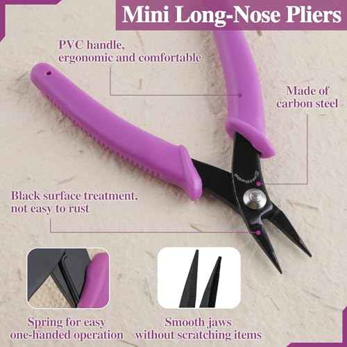 SPEEDWOX Long-Nose Pliers 5.5" Mini Tweezer Nose Pliers Chain Nose Plier Flat Nose Specialty Pointed Nose Micro Plier With Smooth Jaws 1mm Diameter Tip Small Jewelry Making Needle Nose Plyers