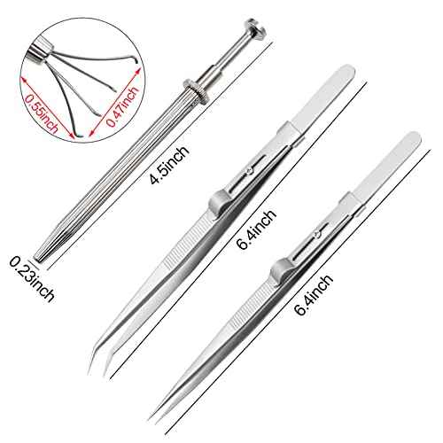 3 Pack Diamond Holder Pick Up Tool - Stainless Steel Tweezers with Diamond Claw and Stone Jewelry Grabber