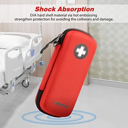 MEDMAX Epipen Medical Carrying Case, Hard Shell EVA Shock Absorption Travel Medication Organizer Bag Emergency Medical Pouch Holds 2 EpiPens, Asthma Inhaler, Auvi-Q, Allergy Medicine Essentials (Red)