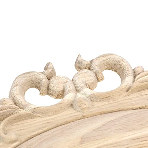 Antrader 1-Pack Wood Carved Onlays Appliques,Oval Shaped Unpainted Solid Wood Carving Decal for Door Cabinet Cupboard Wall Ceiling,26¡¿15cm