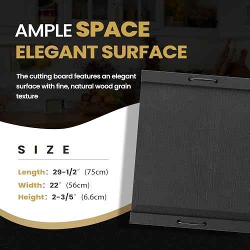 Noodle Board Stove Cover, 29.5" x 22" Wood Stove Top Covers with Handles for Electric & Gas Stoves, Easy to Clean Dual Purpose Kitchen Organizer. (Black)