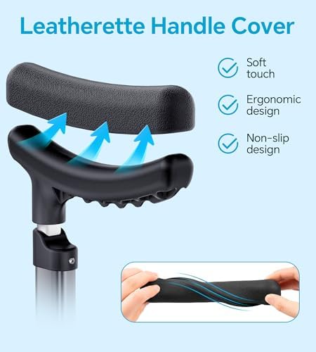 Adjustable Aluminum Walking Cane & Underarm Crutches with Pads and Handgrips, for Adults 150-190cm Tall