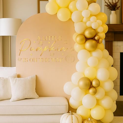 Pumpkin Baby Shower Decorations - A Little Pumpkin is on The Way Sign Decal, Wall Stickers for Balloon Arch Backdrop Decor, Fall Gender Reveal Party Decorations