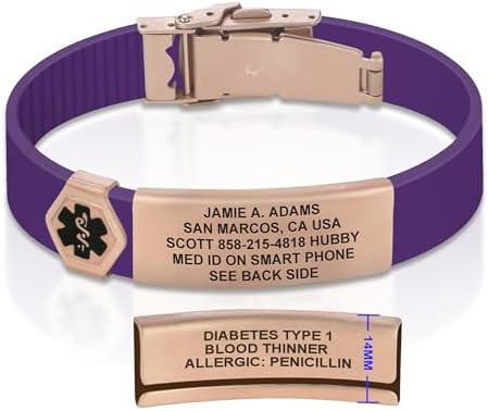 Divoti Custom Engraved Medical Alert ID Bracelet â Dual-Sided Laser Etching, Silicone Wristband, Stainless Steel Security Clasp â Adjustable & Trim-to-Fit â Emergency Medical Info Band for Men & Women