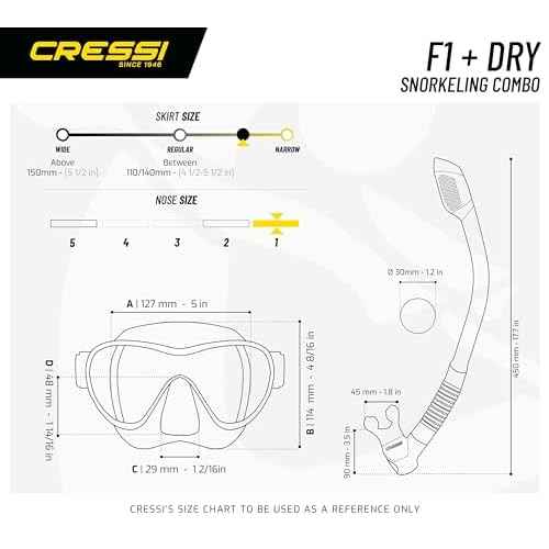 Cressi Scuba Diving Snorkeling Kit - Freediving Mask & Dry Snorkel - F1 & Supernova Dry: Designed in Italy