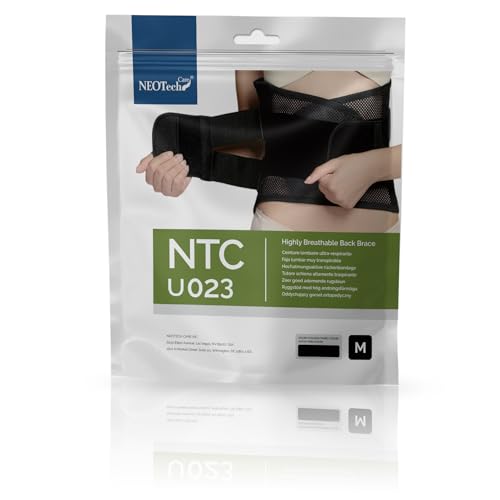 NeoTech Care Adjustable Double Pull Lumbar Brace/Lower Back Belt (Black, Size M)