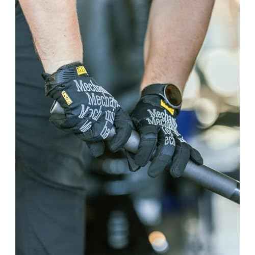 Mechanix Wear Original Women's Work Gloves - Durable Faux Leather - Breathable Multi-Purpose Women's Gloves - Machine Washable - Touchscreen Compatible - Small - Black