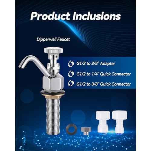 Dipper Well Faucet, iVIGA Coffee Shop Bar Counter Sink Faucet, Brass Commercial Food Washing Tool for Washing Coffee Ice Cream Spoon Utensils Accessory Kitchen Equipment, with Quick Connector