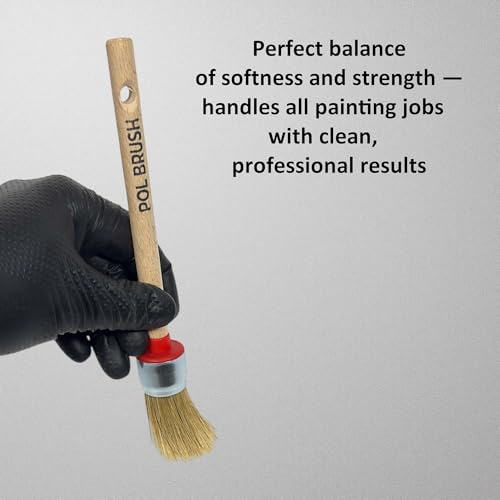 1 Inch Chalk & Wax Round Paint Brush - High European Quality - Natural Bristles - for Home, Wood, Walls, Art, Trim & Furniture - for Acrylic, Oil, Stain, Chalk, Wax & Latex Paints