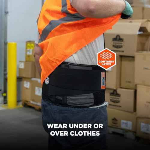 Ergodyne ProFlex 1400UN Back Support Belt, 8.75" Spandex, Universal Size, Fits Waist 28"-46 inches, Black